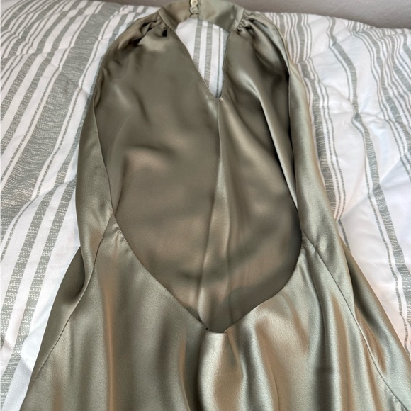 Show Me Your MuMu Satin Olive Dress - Picture 3 of 5